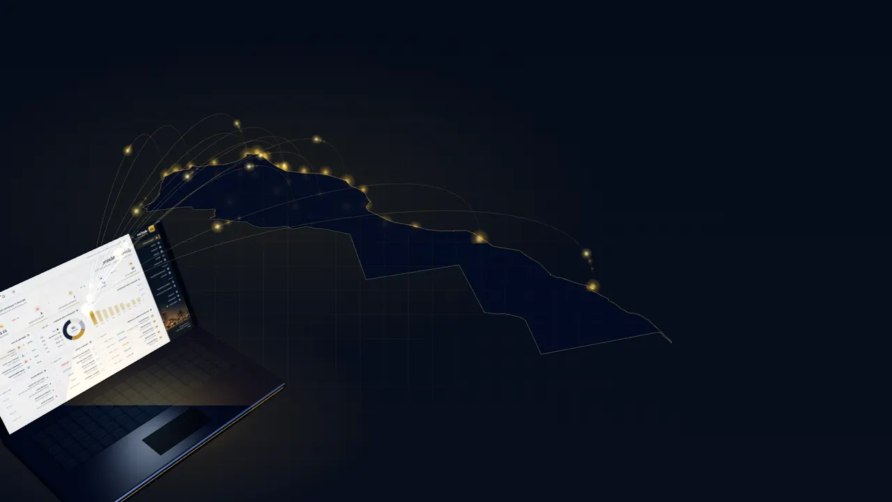 خريطة المغرب ثلاثية الأبعاد مع المحاكم متصلة بحاسوب المحامي
